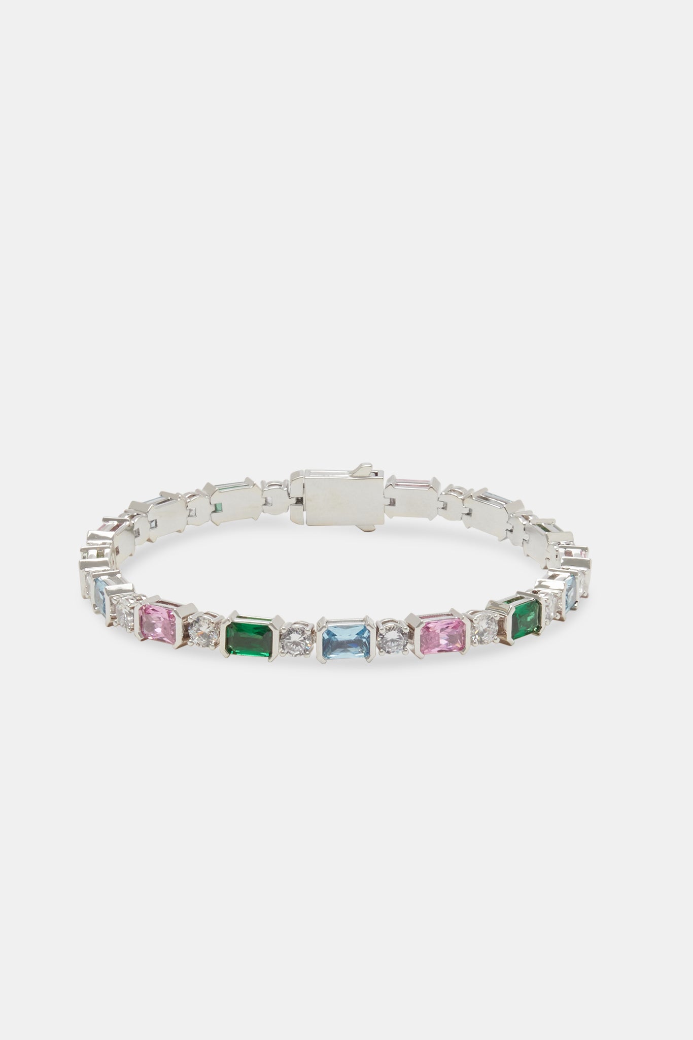 Pastellfarbenes Baguette-Tennisarmband – 5 mm